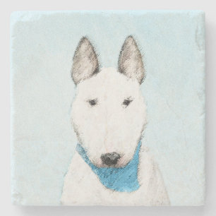 Bull Terrier Painting - Niedliche Hundekunst Steinuntersetzer