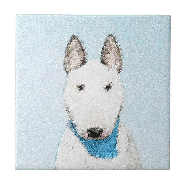 Bull Terrier Painting - Niedliche Original Dog Art Fliese (Vorderseite)