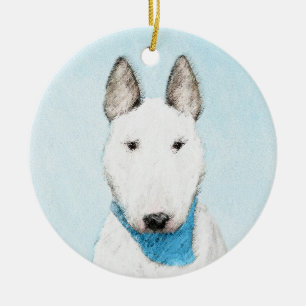 Bull Terrier Painting - Niedliche Original Dog Art Keramik Ornament
