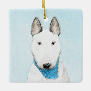 Bull Terrier Painting - Niedliche Original Dog Art Keramikornament