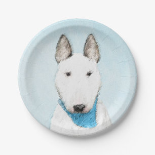 Bull Terrier Painting - Niedliche Original Dog Art Pappteller