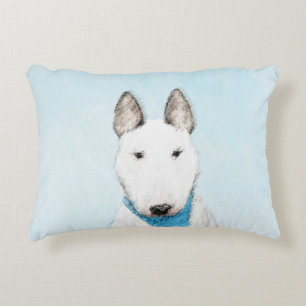 Bull Terrier Painting - Niedliche Original Dog Art Zierkissen