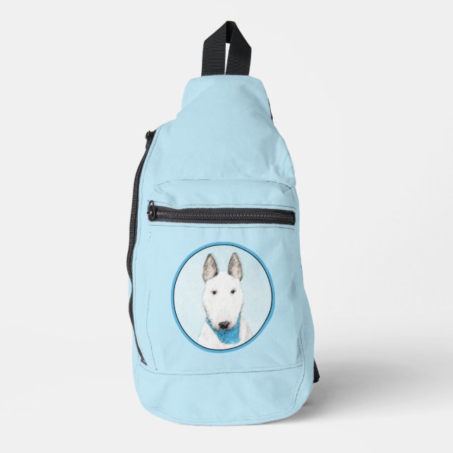 Bull Terrier Painting White English Niedlich Dog A Crossbody Bag (Vorderseite)