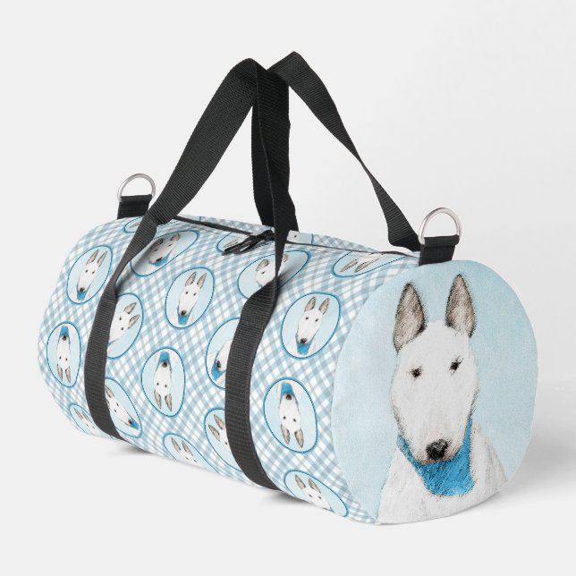 Bull Terrier Painting White English Niedlich Dog A Duffle Bag (Linke Seite)