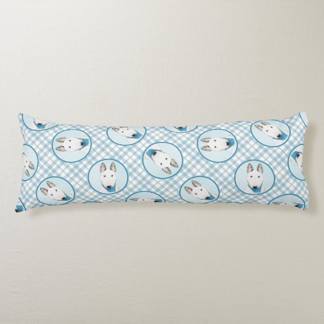 Bull Terrier Painting White English Niedlich Dog A Seitenschläferkissen (Vorderseite)