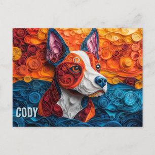 Bull Terrier Paper Quilling Art Dog Portrait Postkarte