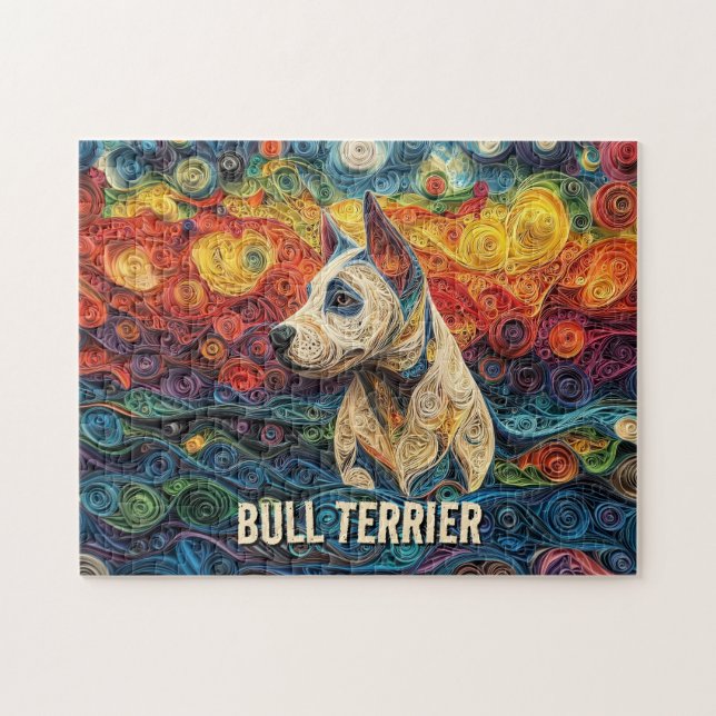 Bull Terrier Paper Quilling Art Dog Portrait Puzzle (Horizontal)