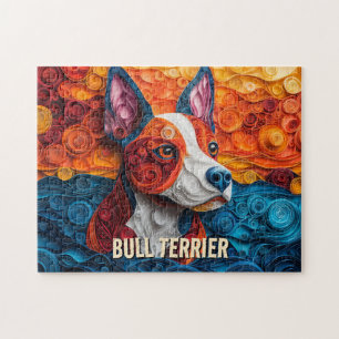 Bull Terrier Paper Quilling Art Dog Portrait Puzzle
