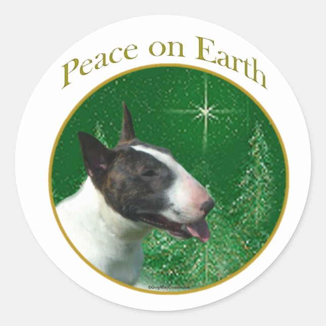 Bull Terrier Peace Runder Aufkleber (Vorderseite)