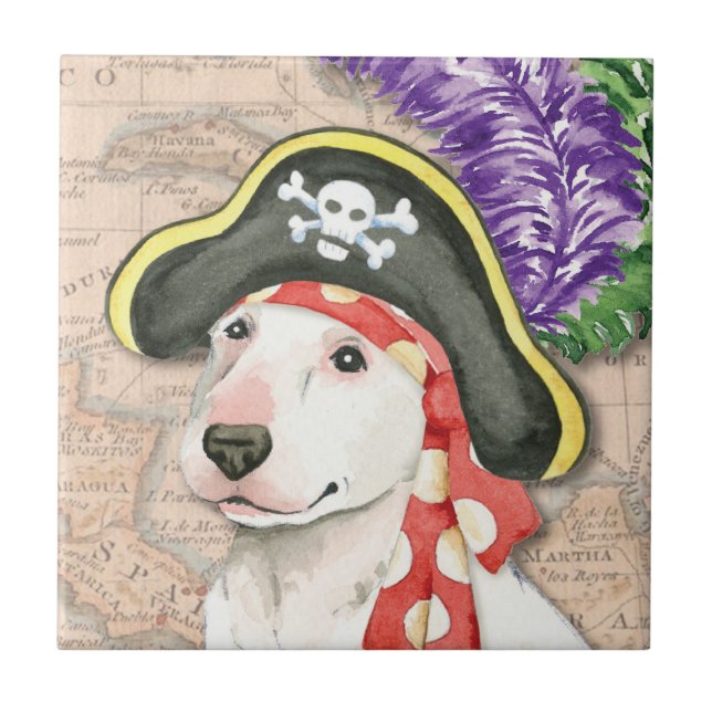 Bull Terrier Pirate Fliese (Vorderseite)