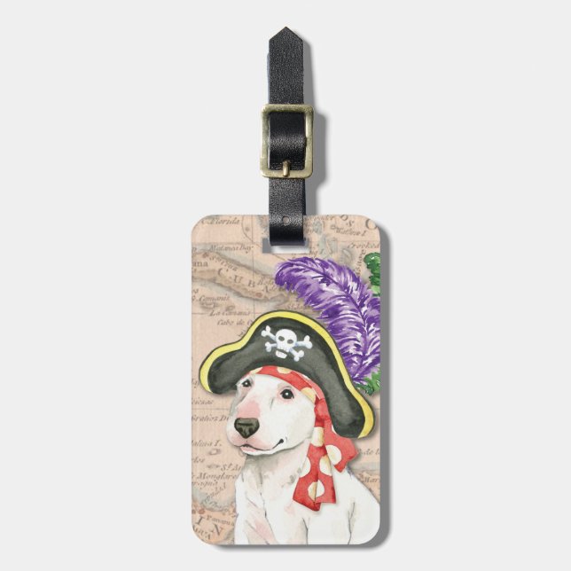 Bull Terrier Pirate Luggage Tag Gepäckanhänger (Vorderseite vertikal)