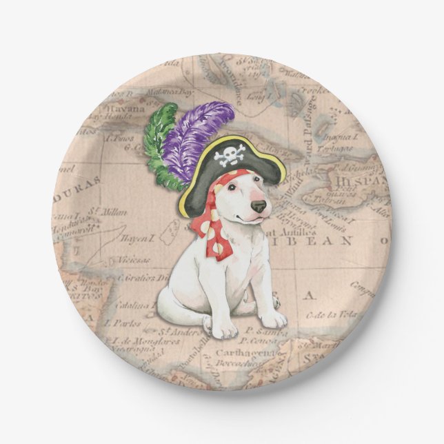 Bull Terrier Pirate Pappteller (Vorderseite)