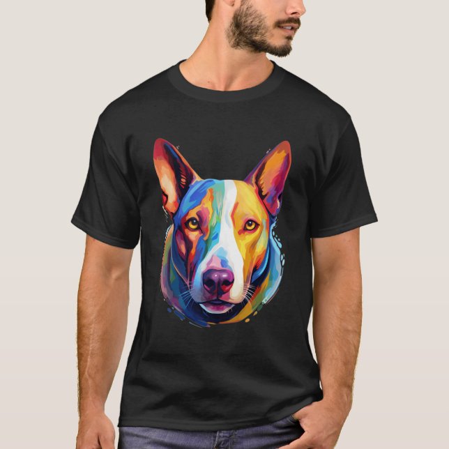 Bull Terrier Portrait Color Artwork T-Shirt (Vorderseite)
