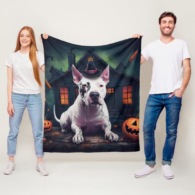 Bull Terrier Pumpkins Halloween Beängstigend Fleecedecke (Beispiel)