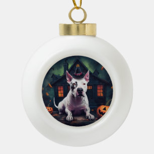 Bull Terrier Pumpkins Halloween Beängstigend Keramik Kugel-Ornament