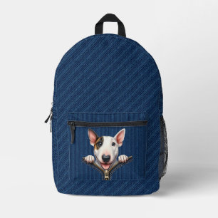 Bull Terrier Puppy Denim Cloth Bedruckter Rucksack