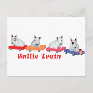 Bull Terrier Puppy Train Postkarte