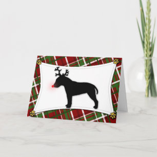 Bull Terrier Rentier Weihnachtskarte Feiertagskarte