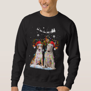 Bull Terrier Rentier Weihnachtsmannmütze Xmas Ligh Sweatshirt