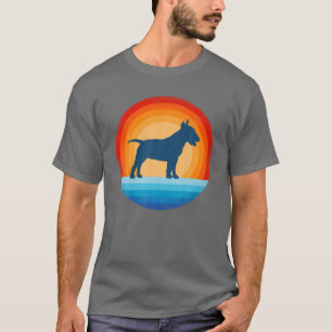 Bull Terrier Retro Vintag 60er 70er Sunset Dog Lie T-Shirt