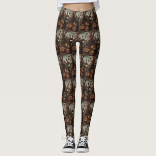 Bull Terrier Riding Motorrad Halloween Beängstigen Leggings