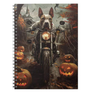 Bull Terrier Riding Motorrad Halloween Beängstigen Notizblock
