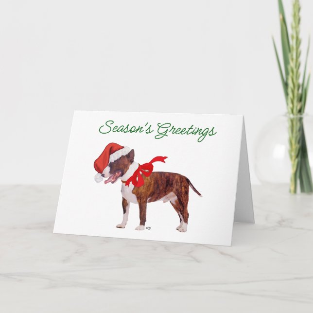 Bull Terrier Santa Feiertagskarte (Vorderseite)