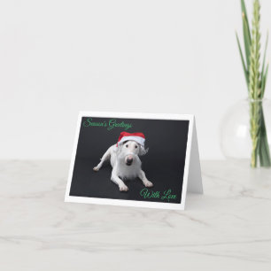 Bull Terrier Santa Weihnachten gefaltete Grußkarte Karte