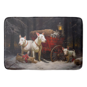 Bull Terrier Schnee Schlitten Weihnachtsdekoration Badematte
