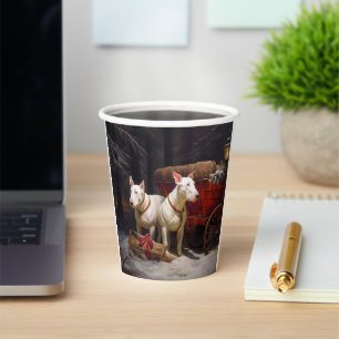 Bull Terrier Schnee Schlitten Weihnachtsdekoration Pappbecher