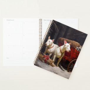 Bull Terrier Schnee Schlitten Weihnachtsdekoration Planer