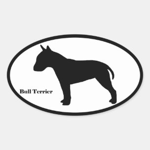 Bull Terrier Silhouette Ovaler Aufkleber