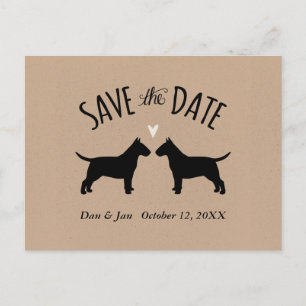 Bull Terrier Silhouetten Hochzeitssache Datum spei Ankündigungspostkarte