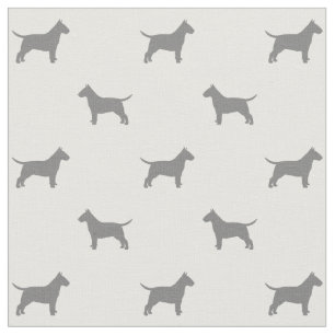 Bull Terrier Silhouetten Muster Grau und Weiß Stoff