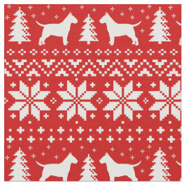 Bull Terrier Silhouetten Weihnachten Rot und Weiß Stoff