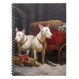 Bull Terrier Snowy Sleigh Weihnachtsdekor Notizblock