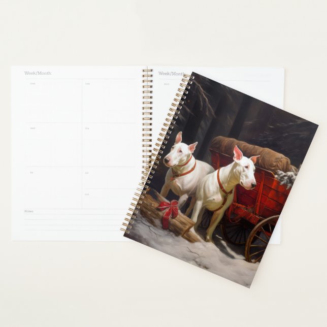Bull Terrier Snowy Sleigh Weihnachtsdekor Planer (Anzeige)