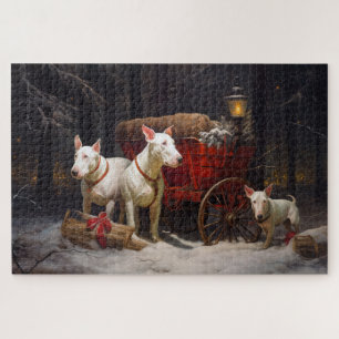 Bull Terrier Snowy Sleigh Weihnachtsdekor Puzzle