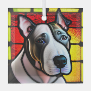 Bull Terrier "Stached Glass" Ornament Aus Glas