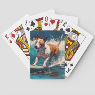 Bull Terrier Strand Surfen Malerei Spielkarten