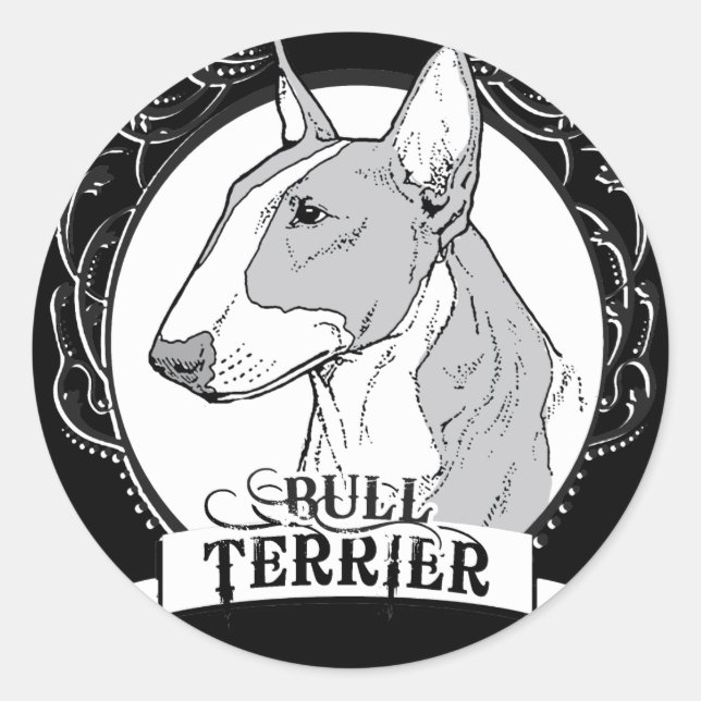 Bull Terrier T - Shirt Runder Aufkleber (Vorderseite)