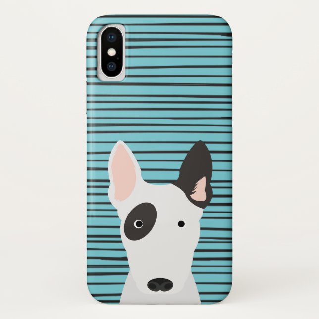Bull Terrier und Grunge Streifen Muster Case-Mate iPhone Hülle (Rückseite)