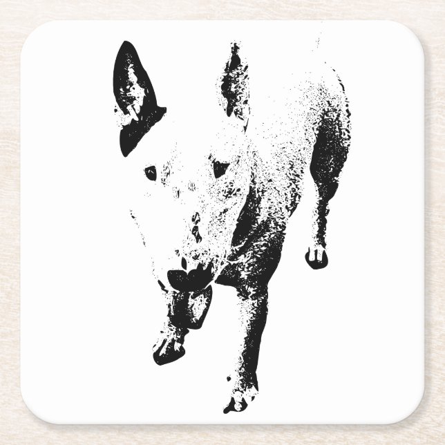 Bull Terrier Untersetzer – Hart bei jedem Schluck (Vorderseite)