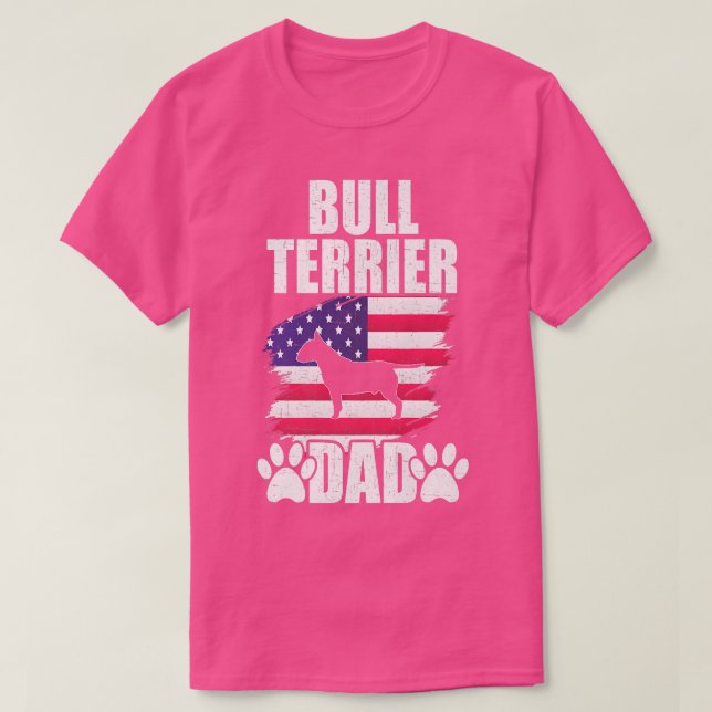 Bull Terrier Vater Dog Lover US Flag  T-Shirt (Design vorne)