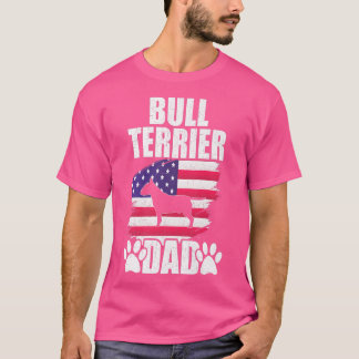 Bull Terrier Vater Dog Lover US Flag T-Shirt