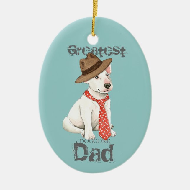 Bull Terrier Vater Keramik Ornament (Vorne)