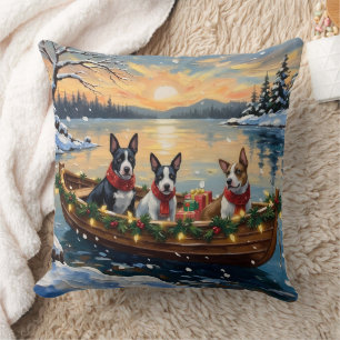 Bull Terrier Weihnachtsboot Urlaub Kissen
