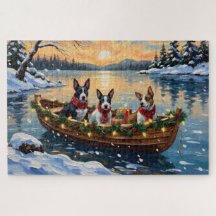 Bull Terrier Weihnachtsboot Urlaub Puzzle