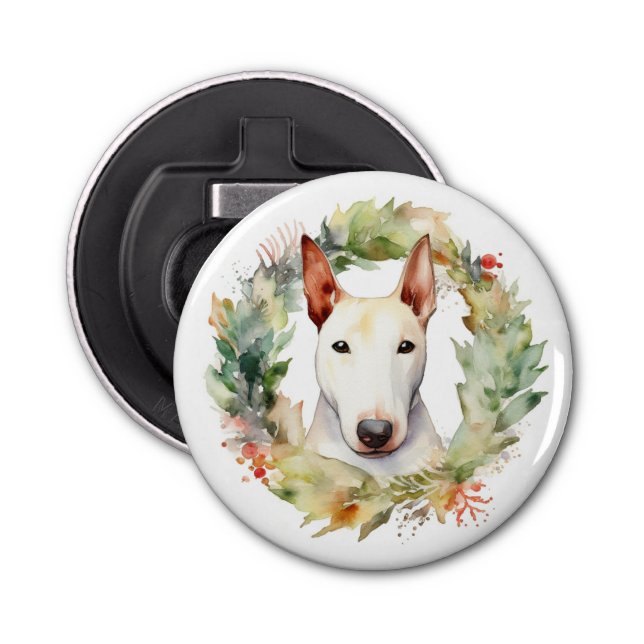 Bull Terrier Weihnachtsmann Flaschenöffner (Vorderseite)