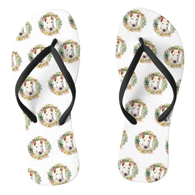 Bull Terrier Weihnachtsmann Flip Flops (Fußbett)